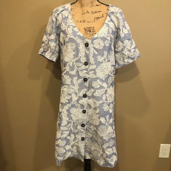 Anthropologie Blue and White Midi Dress - Picture 3 of 4